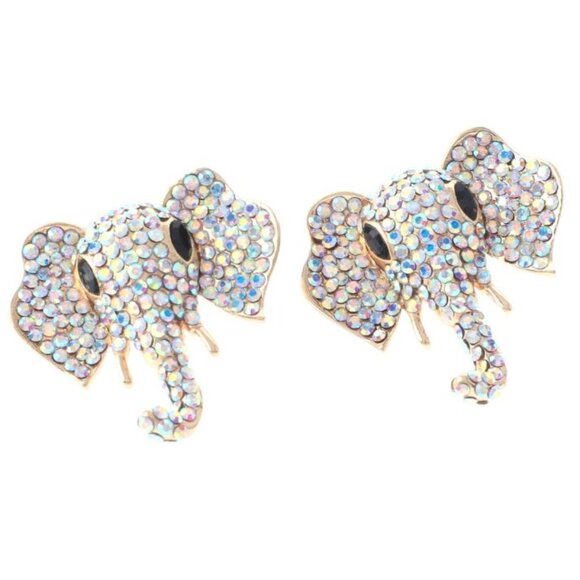 Rhinestone Sparkle Embellished Elephant Earrings - NEW - Picture 1 of 3